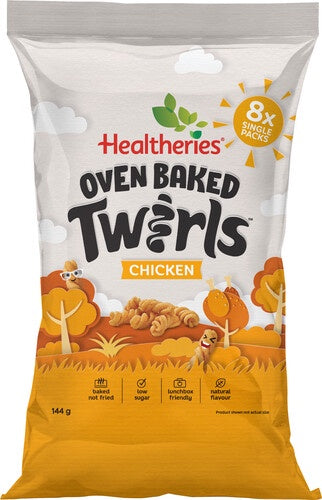 Healtheries Kidscare Chicken Flavoured Oven Baked Twirls 144g