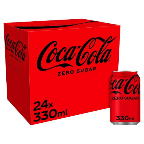 Coca Cola Zero Sugar Soft Drink Cans 24pk x 330ml