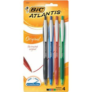Bic Atlantis Pens Retract Assorted 4pk