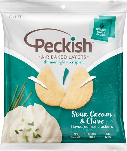 Peckish Sour Cream & Chives Rice Crackers Snack Pack 120g