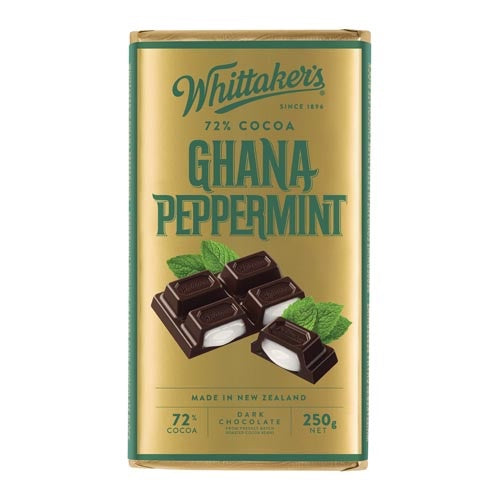 Whittakers Ghana Peppermint Chocolate Block 72% Cocoa 250gm