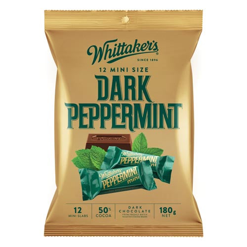 Whittakers Mini Size Dark Peppermint Dark Chocolate Bars 12pk 180g