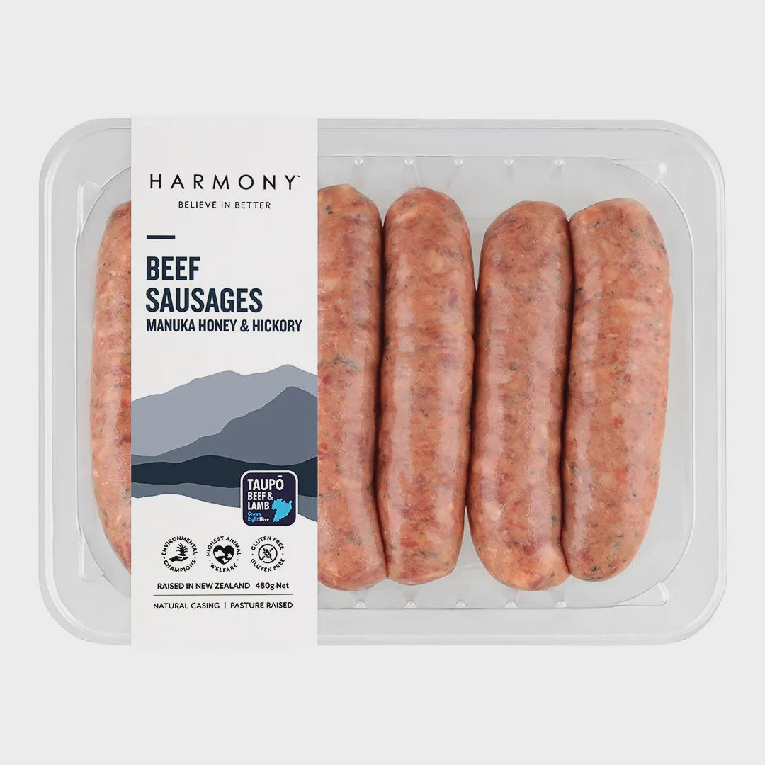 Harmony Beef w/Manuka & Hickory Sausages 480g