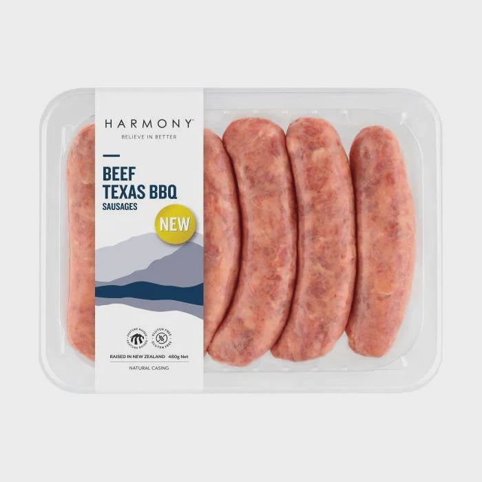 Harmony Beef Texas BBQ Sausages 480g