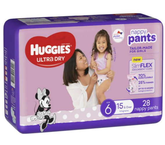 Huggies Ultra Dry Junior Girl Size 6 Nappy Pants 28pk