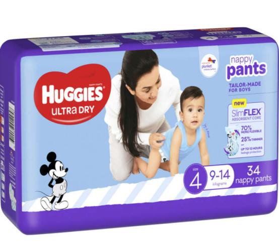 Huggies Ultra Dry Toddler Boy Size 4 Nappy Pants 34pk