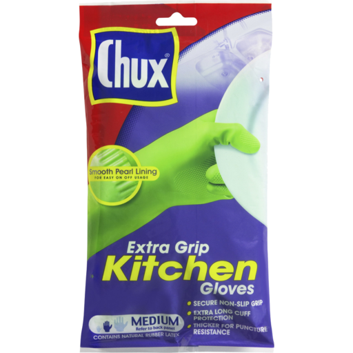 Chux Extra Grip Kitchen Reusable Medium Gloves 1pk