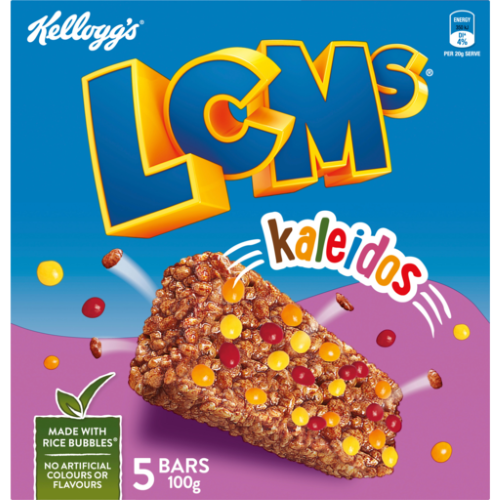 Kelloggs LCMs Kaleidos Rice Bubbles Cereal Bars 5pk 100g