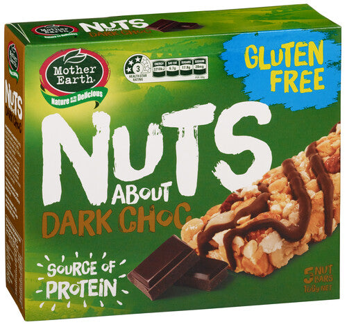 Mother Earth Nuts About Dark Choc Nut Bars 5pk 160g