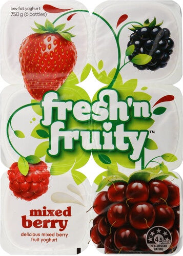 Fresh N Fruity Mixed Berry Yoghurts 6pk 750g