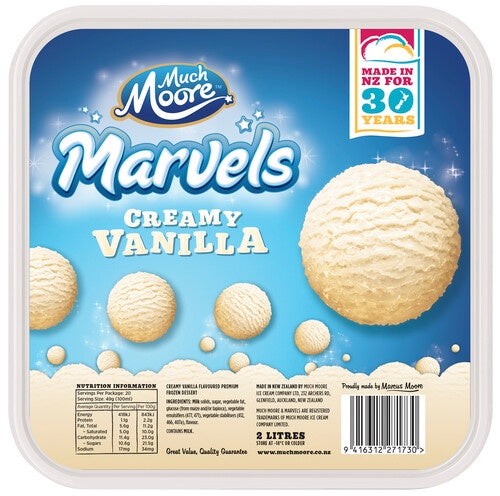 Much Moore Marvels Creamy Vanilla Ice Cream 2l