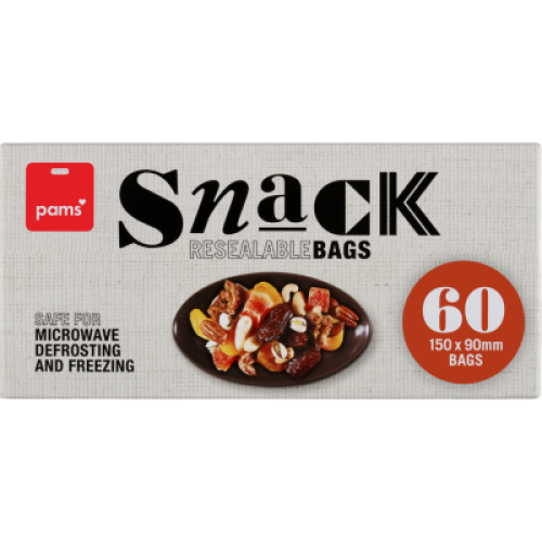 Pams Resealable Snack Bags 150 x 90mm 60pk