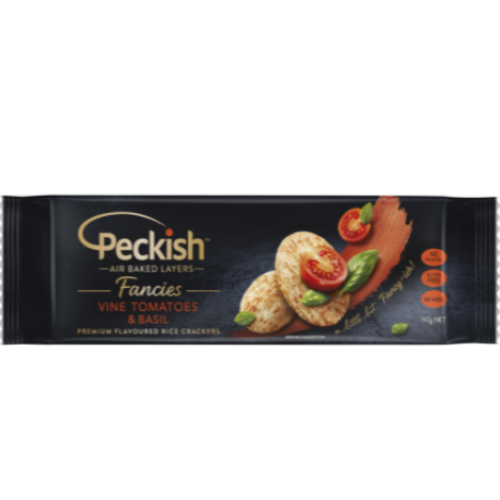 Peckish Fancies Vine Tomatoes & Basil Rice Crackers 90g