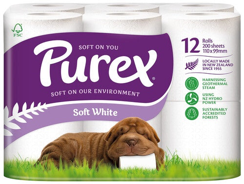 Purex Soft White Toilet Tissues 2ply 12pk