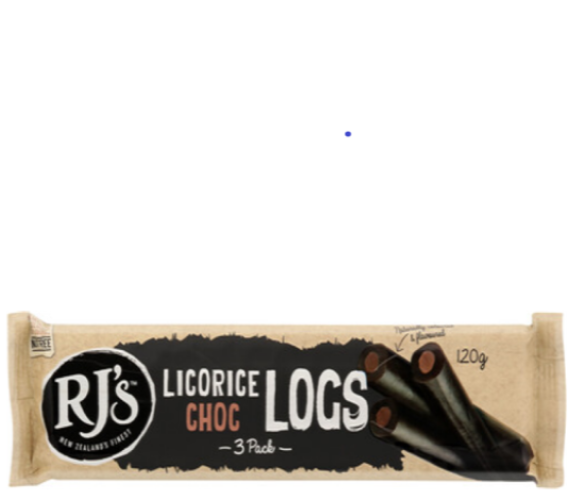 RJs Licorice Chocolate Logs Triple 120g