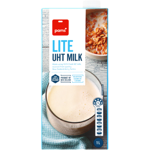 Pams Long Life Lite UHT Milk 1L