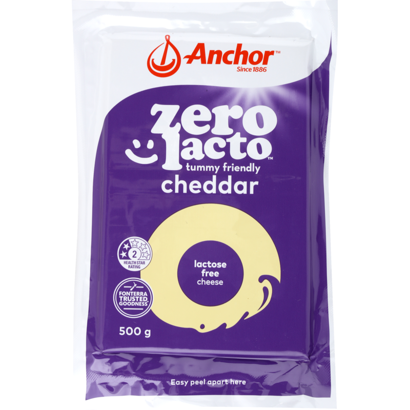 Anchor Zero Lacto Cheddar Cheese Block 500g